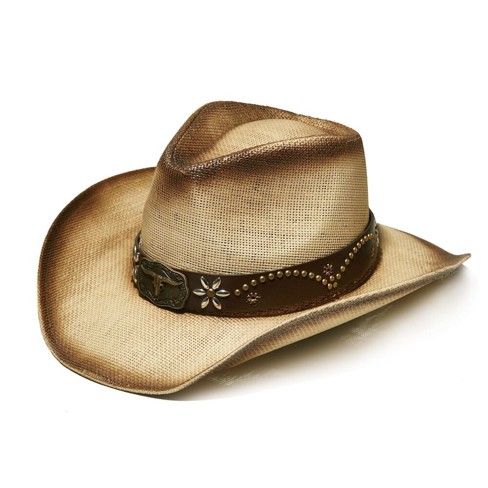 3474 Western Straw Cowboy and Cowgirl Hats with Decorative Bands - Unisex